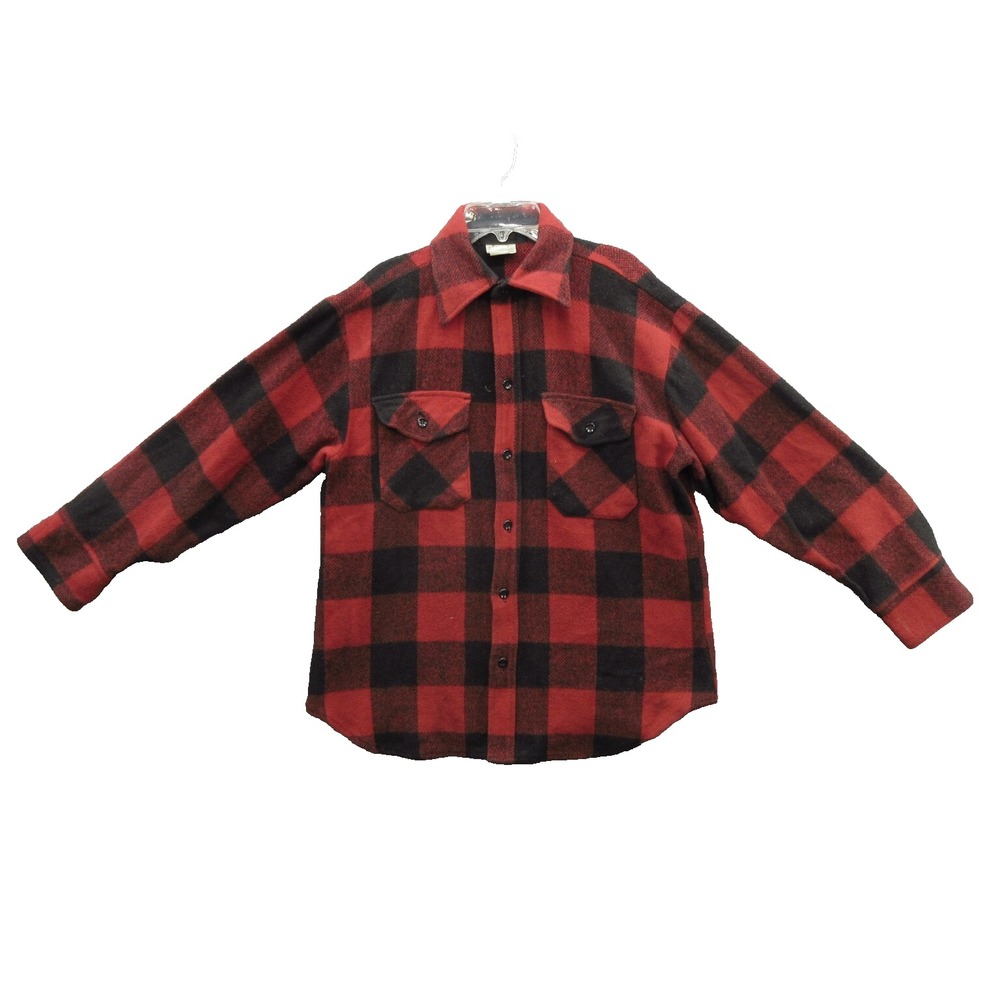 Kings Road Sears Mens Shirt Medium Plaid Long Sleeve Hunting Outdoors Wool VTG